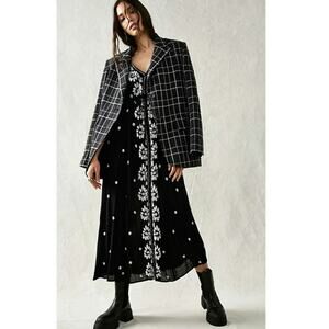 Free People Wild Fable Embroidered Black Midi Dress